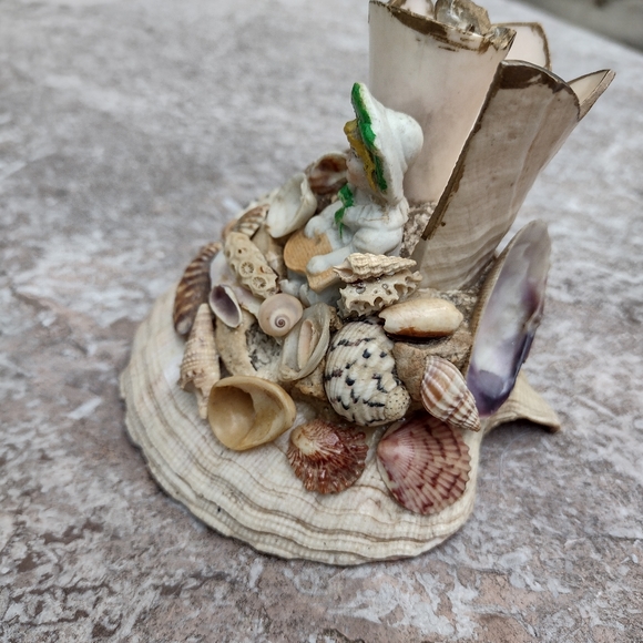Victorian shell puzzle art piece porcelain doll sea shell whimsy OOAK - Picture 6 of 12